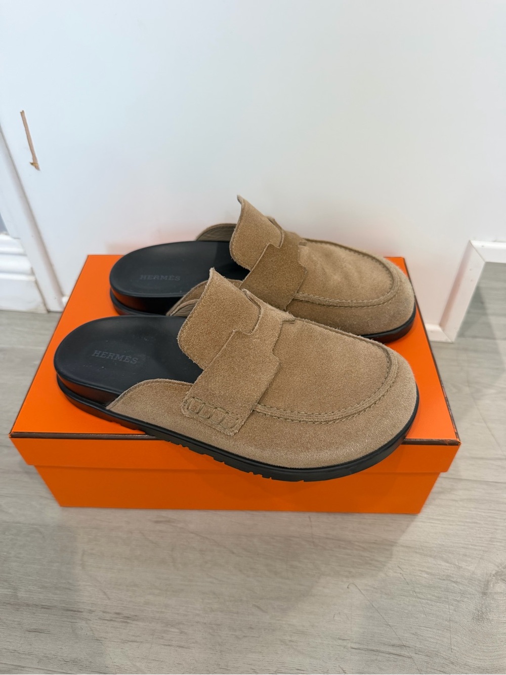 Hermes Beige Suede Go Mules Clogs - Picture 2 of 10